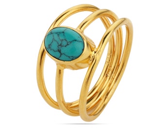 Turquoise Oval Gold Ring