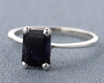 Genuine Iolite Trillion Cut Sterling Silver Ring - Blue Gemstone, Handmade, Sizes 5-12 Available
