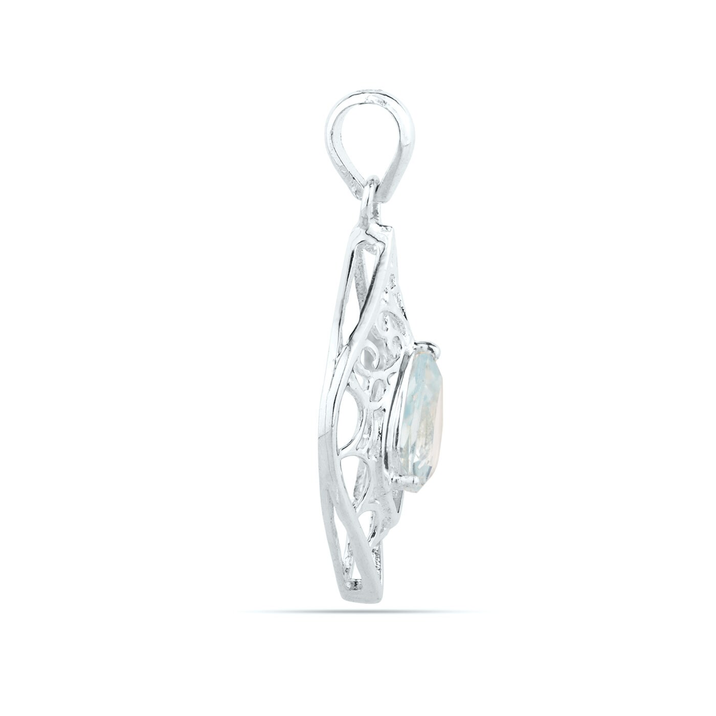 SHNAYA JEWELS Ciondolo in argento Sterling 925 con topazio blu Londra naturale, 4,1 cm, realizzato a mano, unisex, designer, vintage, fidanzamento, festa della mamma, anniversario, compleanno