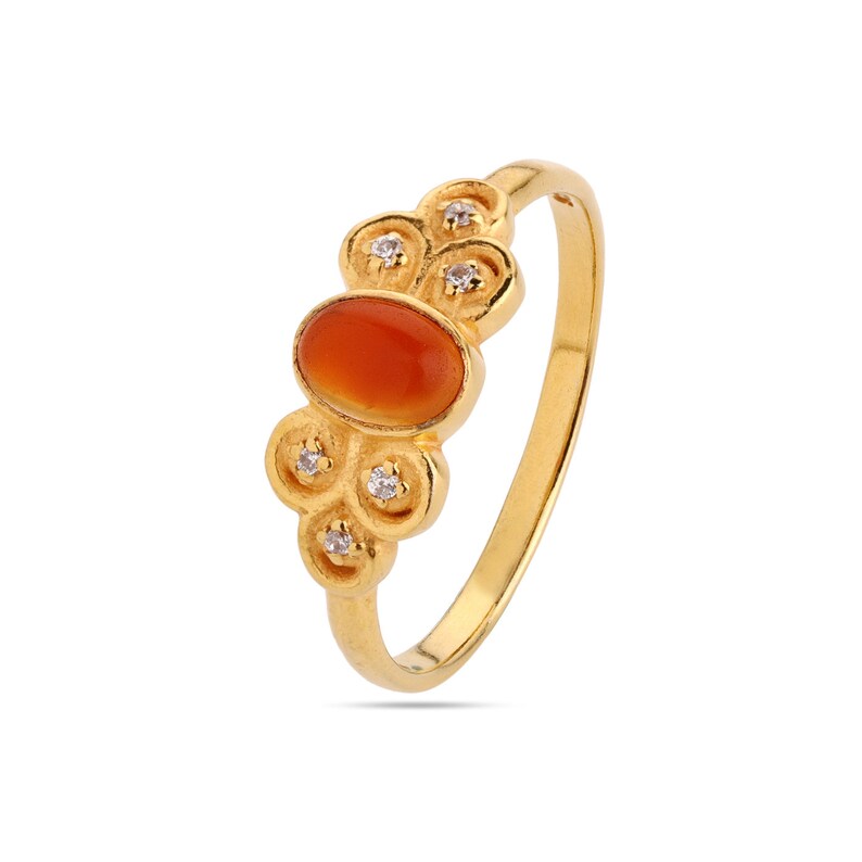 Carnelian CZ Ring CZ Ring August Birthstone Ring Oval Carnelian Ring Natural Carnelian Ring Butterfly Ring Stacking Ring