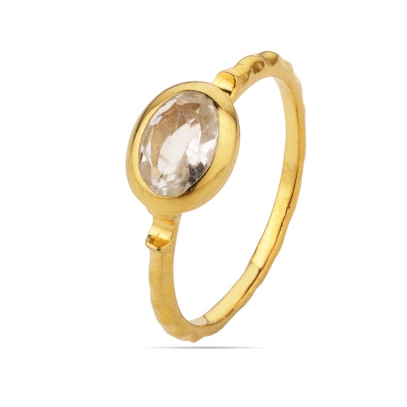 18ct Citrine Hammered Ring, Handmade Oval Cut Ring, 925 Sterling Silver Ring, Minimal Hammered Jewelry, Birthstone Citrine Jewelry For Gift