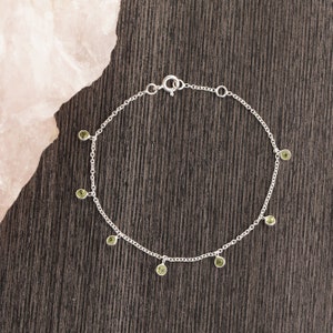 Natural Peridot Bracelet-Handmade Bracelet for Women-925 Sterling Silver Bracelet-Peridot Handmade Bracelet- Tiny Peridot Bracelet 7.5"