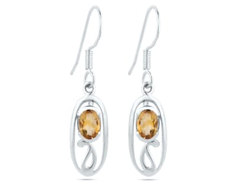 Citrine Gemstone Earrings, 925 Sterling Silver Citrine Tiny Earrings