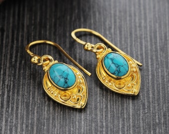 Turquoise Earrings  Sterling Silver Turquoise Earrings, Everyday Turquoise Earrings, Turquoise Jewelry, Everyday Earrings