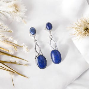 Lapis Lazuli Earrings, Blue Drop Dangle Lapis Earrings, Gemstone Earrings, Anniversary Gift For Her, Handmade Earrings, Boho Gift For Her