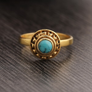 Turquoise 18k Gold Plated Ring, 925 Sterling Silver Turquoise Ring
