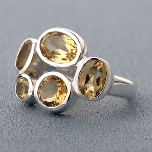Natural Citrine Ring, 925 Sterling Silver Ring, Faceted Citrine Gemstone Ring, Handmade Ring, Birthstone Ring, Promise Ring, Gift For Women
