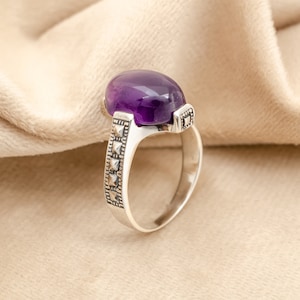 Elegant Amethyst Ring in 925 Sterling Silver, Unique Gemstone Jewelry for Women, Bohemian Statement Ring, Gift for Her, February Birthstone