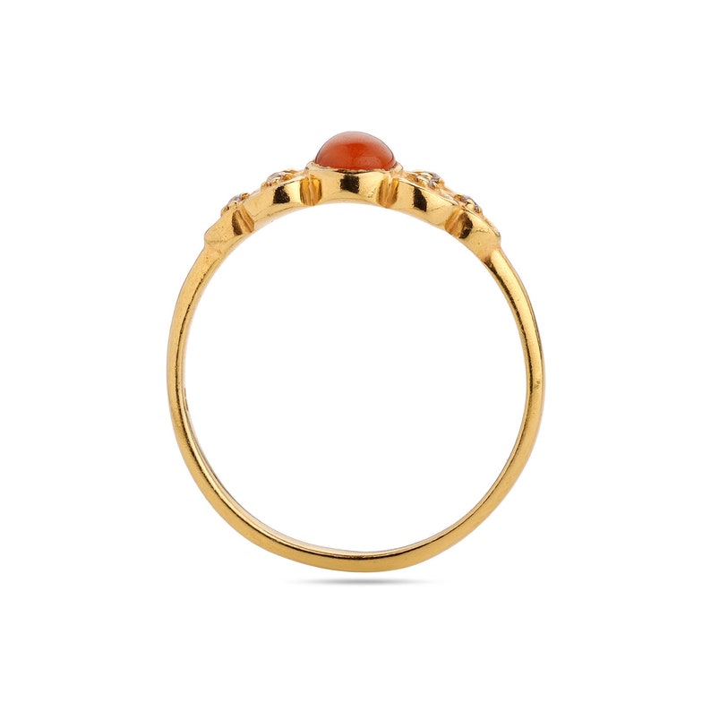 Carnelian CZ Ring CZ Ring August Birthstone Ring Oval Carnelian Ring Natural Carnelian Ring Butterfly Ring Stacking Ring