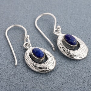 Lapis Lazuli Earrings, Sterling Silver Lapis Earrings, Genuine Lapis Lazuli Earrings, Blue Lapis Drop Earrings, Gemstone Earrings