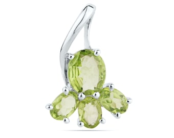 Faceted Oval Peridot Gemstone Silver Pendant
