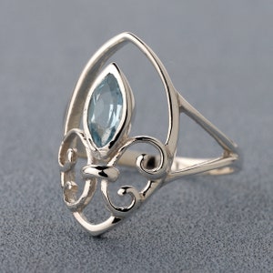 Genuine Blue Topaz Ring Solitaire 925 Sterling Silver Rings for Women Engagement Ring Silver 925 Gemstones Jewelry