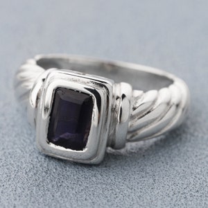 Blue iolite Ring iolite octagon ring Natural iolite Gemstone Ring Handmade Ring iolite Silver ring iolite gemstone ring iolite faceted ring