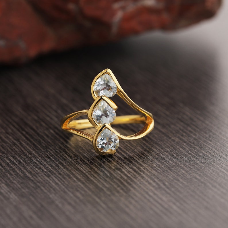 Swiss Blue Topaz Ring* Minimalist Ring* December Birthstone Ring* Dainty Ring* Stacking Ring* 18k Gold Ring* Promise Ring* Gift for her