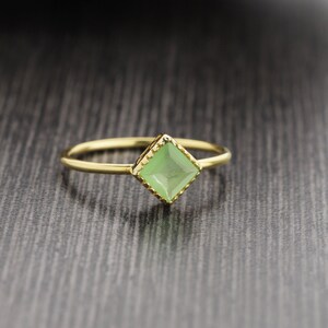 Aqua Mint Chalcedony Ring, Gold Ring, Gemstone Ring - Sterling Silver Gold Ring