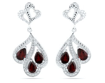 Boucles d’oreilles grenat, Gouttes grenat, Boucles d’oreilles En pierre de naissance En briquette de janvier, Boucles d’oreilles en goutte d’eau, Boucles d’oreilles en goutte d’eau