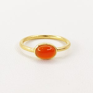 Natural Carnelian Ring, Oval Carnelian Ring, Gold Ring, Carnelian Ring, Handmade Ring, Statement Ring, August Birthstone Ring