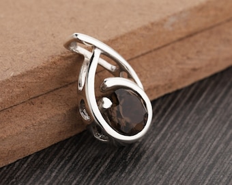 Ciondolo in topazio fumé, ciondolo in quarzo fumé - Ciondolo in argento sterling - Ciondolo fatto a mano da designer