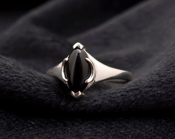 Elegant Black Onyx Ring, 925 Sterling Silver Ring, Handmade Jewelry Gift, Halloween Ring, Anniversary Gift For Wife, gift For Her