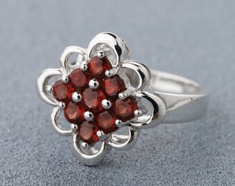 Multi Garnet Ring Sterling Silver