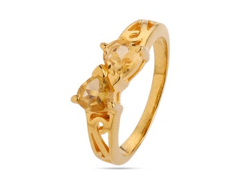 Natural Citrine Ring - 925 Sterling Silver - Handmade Jewelry - Citrine Jewelry - Simple Ring - Stacking Ring - Birthstone Ring - Statement