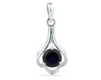 Colgante de plata de ley con ónix negro Colgante redondo de ónix negro