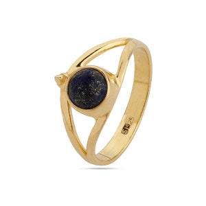 Round Lapis ring, gemstone gold ring, stackable ring, September Birthstone ring, silver ring, lapis lazuli Ring, gold ring bezel set ring