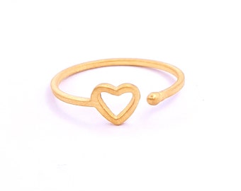 Bague coeur en or, bague amour, bague coeur ouvert, bague ouverte réglable, bague en or à empiler, bague coeur minimaliste, cadeau Saint-Valentin pour elle