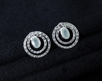 アクアブルーカルセドニー＆アクアマリンカスケードイヤリング • 925