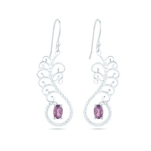 Amethyst Dangle Earring Sterling Silver Earring Amethyst Oval Earring