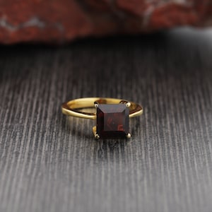 Dainty Garnet Ring - Sterling Silver Ring - January Capricorn Birthstone Ring - Plain Silver Ring - Zodiac Ring