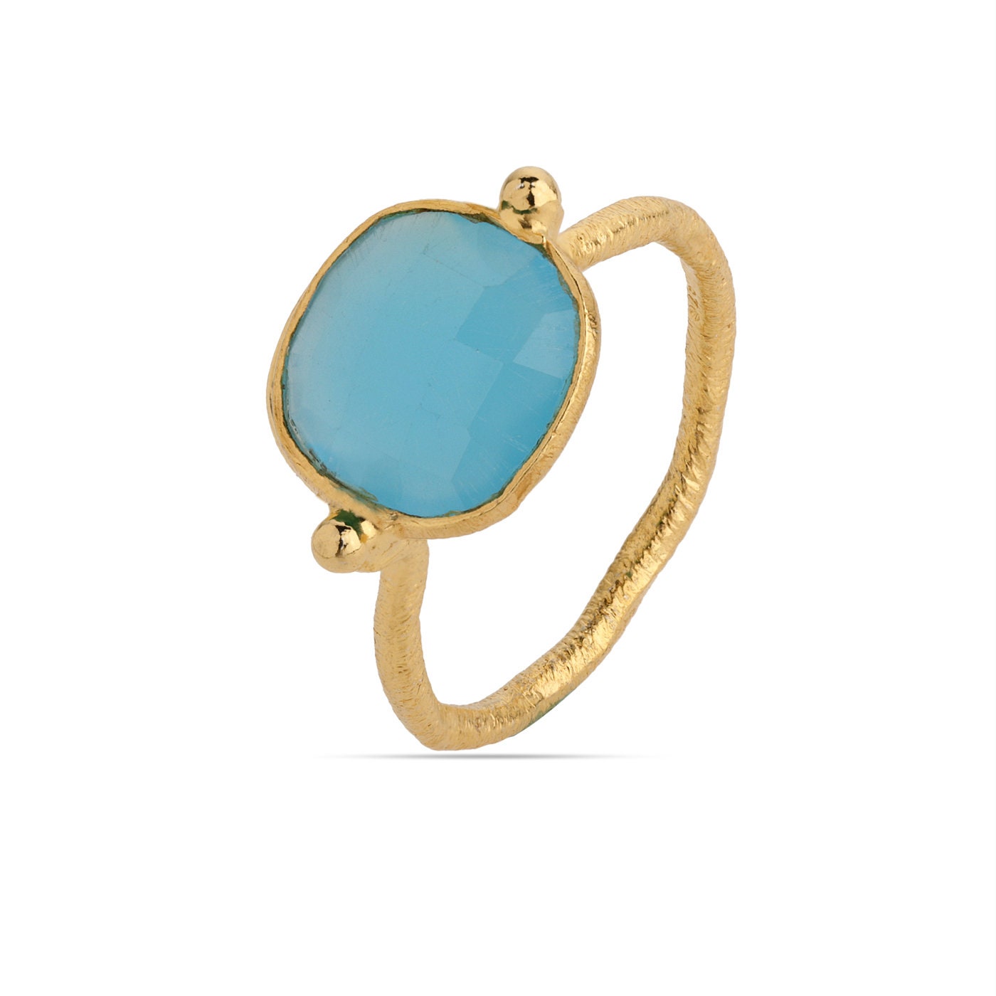 18ct Gold Blue Chalcedony Ring, Cushion Ring, 925 Sterling  Blue Chalcedony 14K (18K Custom) Cushion Ring main image 0