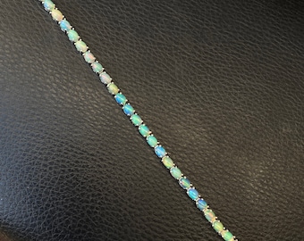 Natural Ethiopian Welo Opal Bracelet 925 Sterling Silver for Women, Opal Tennis Bracelet, Opal Gemstone, Christmas Gift, Gift For her