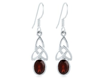 Garnet Gemstone Earrings - Boho Earrings - 925-Sterling Solid Silver