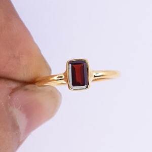 Elegant 18k Gold Plated 925 Sterling Silver Red Garnet, Handmade gemstone Ring, January Birthstone Ring, Skinny Red Garnet Ring Gift For Her