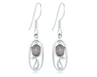 Labradorite Earrings, Sterling Silver Labradorite Earrings, Genuine Labradorite Sterling Silver Dangle Earrings, Gemstone