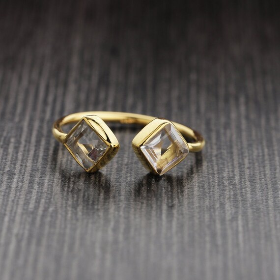 Magnifique bague réglable en cristal transparent