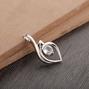 White Crystal Pendant - 925 Sterling Silver Crystal Pendant - Round Crystal Pendant - Crystal tiny Pendant - Designer Crystal Pendant