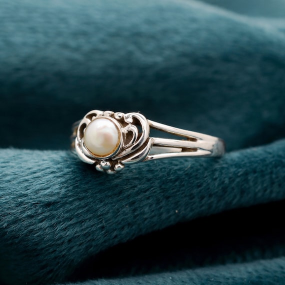 Anello Vintage Fiore E Perla Per Donna: Regolabile, Aperto, Con Zirconia, Gioiello Regalo Unico - 2