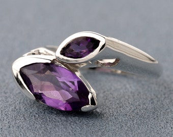 Amethyst ring, Amethyst Silver Ring, Silver Amethyst Ring 925 Sterling Solid Silver Amethyst Rings US 6
