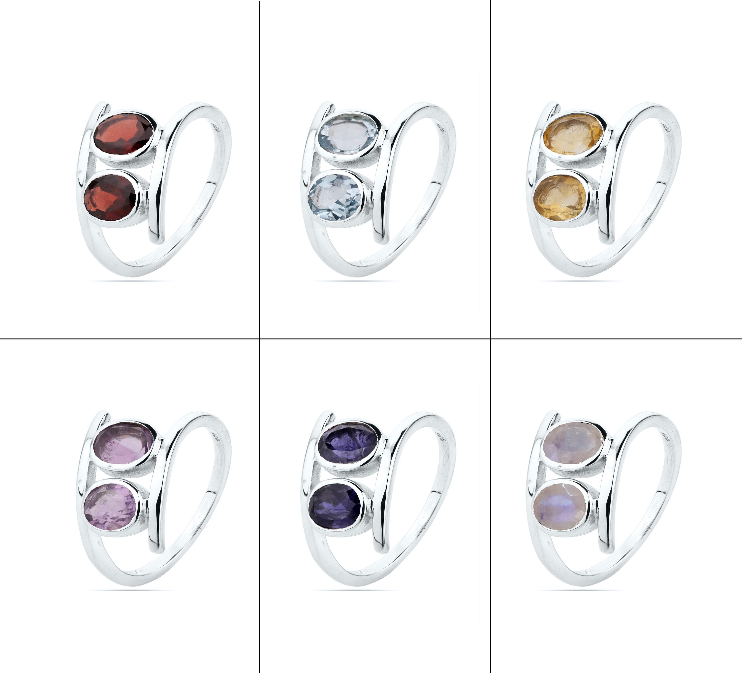 Anillo De Plata Para Mujer Con Citrino Y Topacio Azul Londres (piedra Natural)