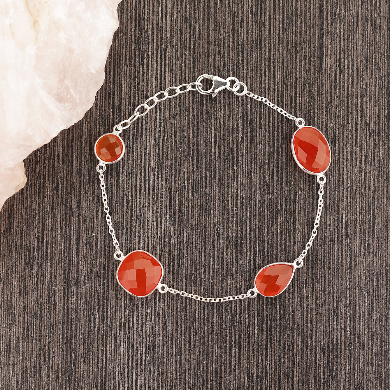 [韓国の人気ジュエリー] 925 silver. Carnelian bracelet Mexico CII Sterling 925 Silver Carnelian Cuff Bracelet 6.5