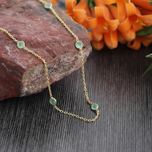 Collier chaîne satellite vert Chryso Onyx Collier en or - Chaîne de collier Station 19 pouces