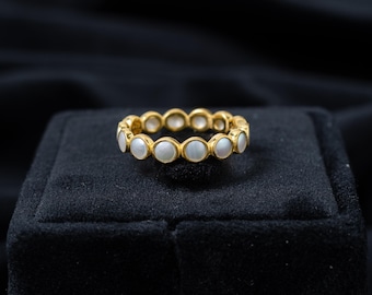 色褪せない - 防水 - 淡水パールリング - 18Kゴールドパールリング