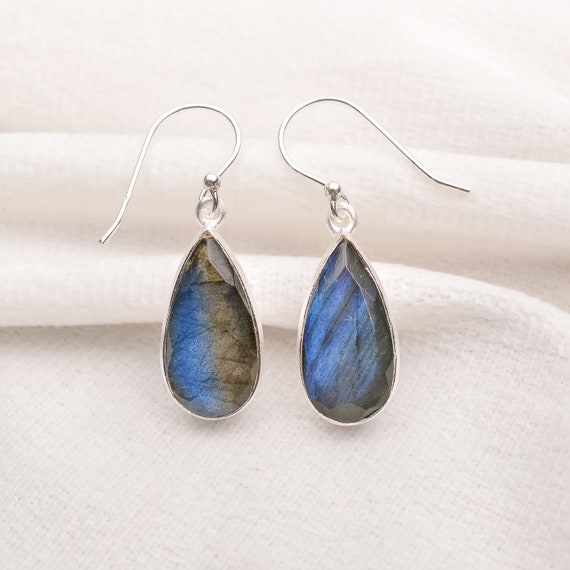 Labradorite Teardrop Earrings 925 Sterling Silver Dangle Earrings, Handcrafted Gemstone Jewelry, Blue Flash Drop Earrings, Gift for Her - Etsy Labradorite Teardrop Earrings 925 Sterling Silver Dangle Earrings, Handcrafted Gemstone Jewelry, Blue Flash Drop Earrings, Gift for Her - Etsy