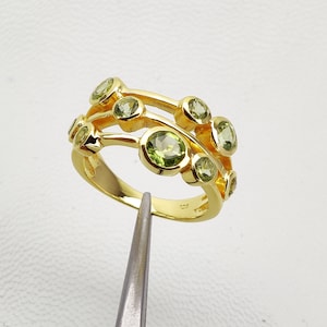 Handcrafted Gemstone Ring, Natural Peridot Ring, 18k Gold Plated Peridot Ring, Handmade Ring, All Size Available, Engagement Gift For Her