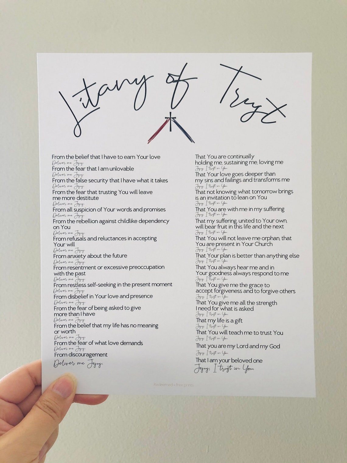 Litany of Trust Print Prayer Print Catholic Wall Print Wall - Etsy