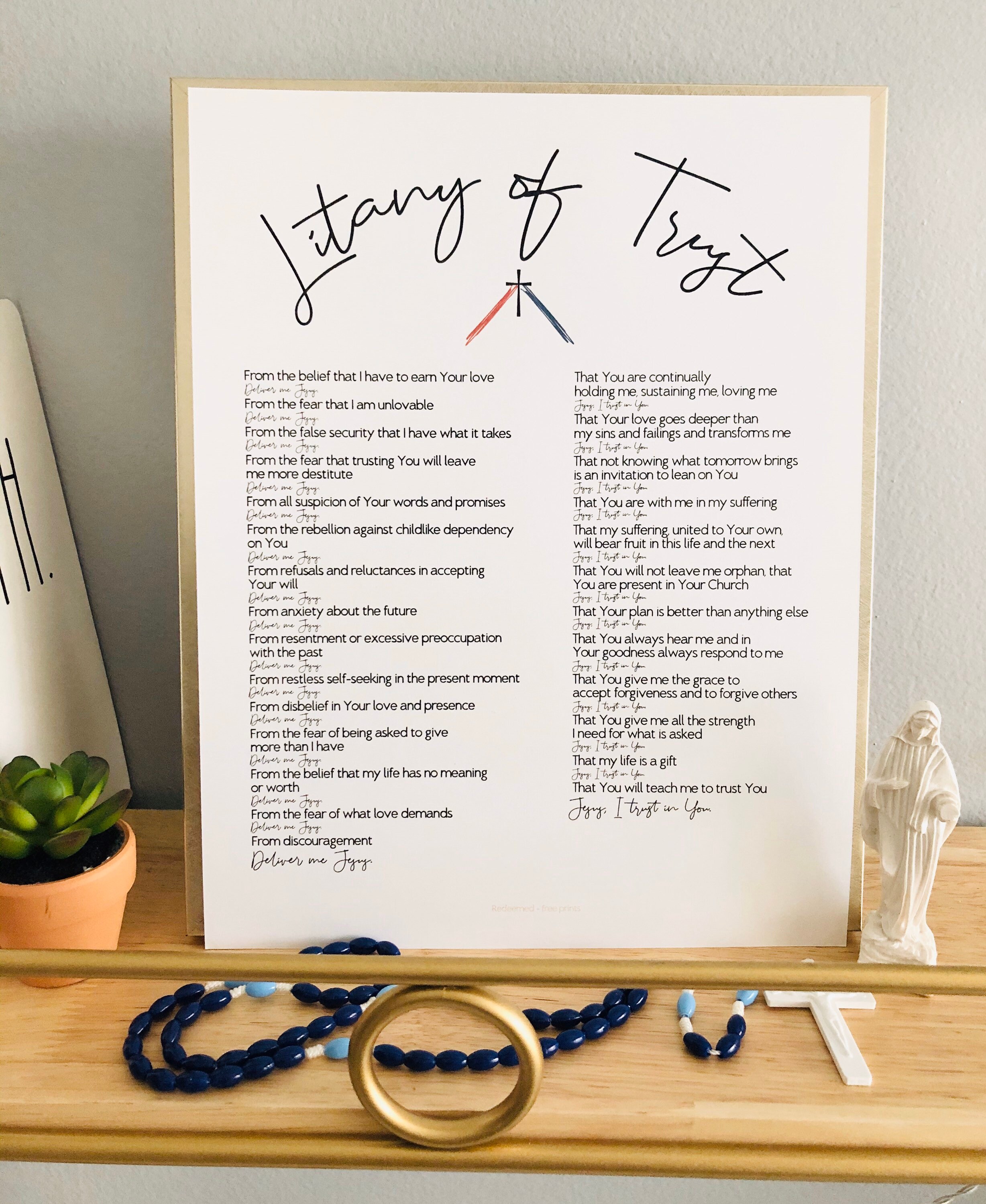 Litany of Trust Print Prayer Print Catholic Wall Print Wall | Etsy