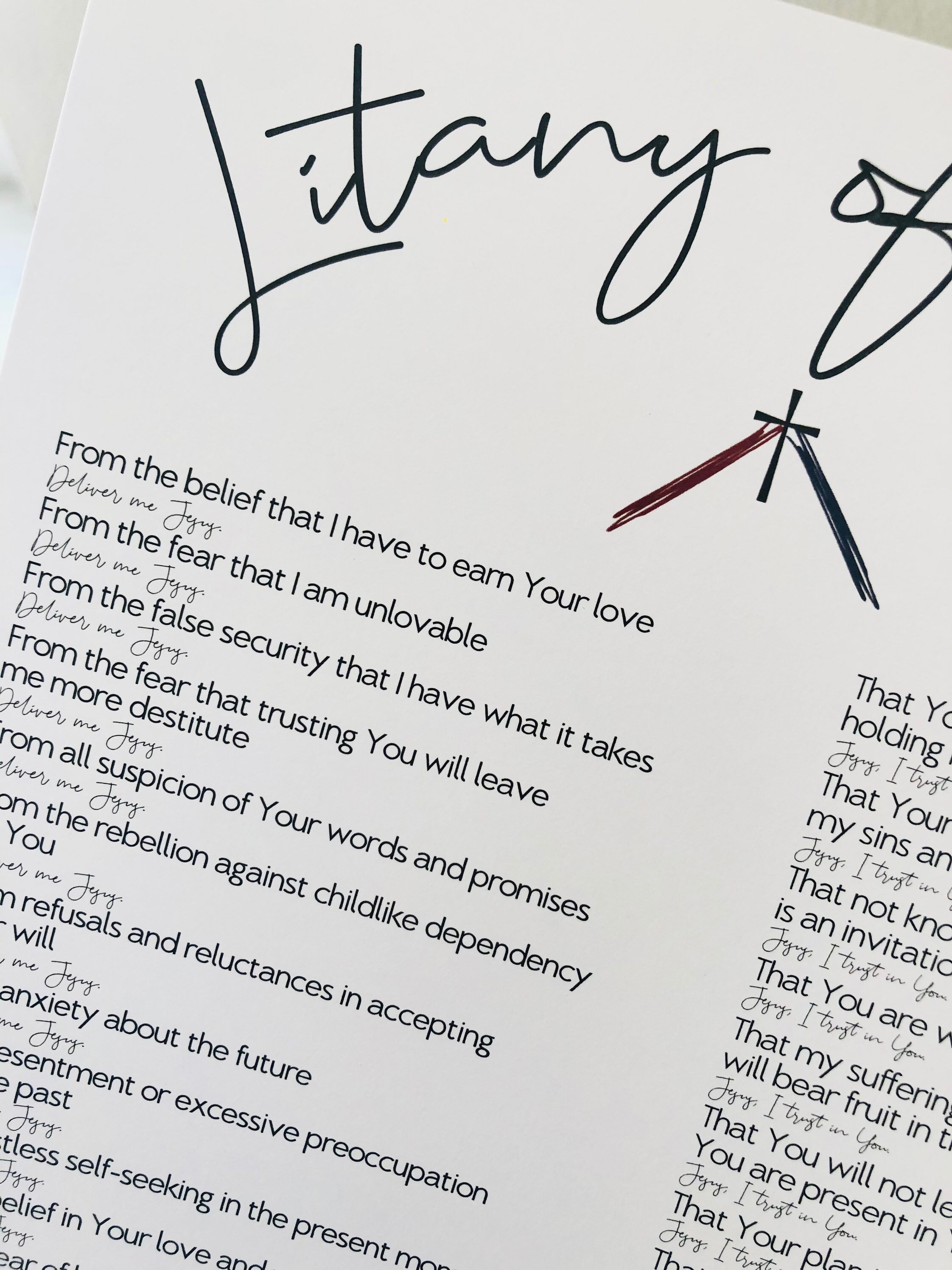Litany of Trust Print Prayer Print Catholic Wall Print Wall - Etsy