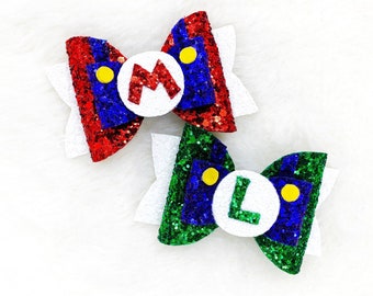 Super Mario Hair Bow: Pigtail Clip or Headband - Gift for Girls